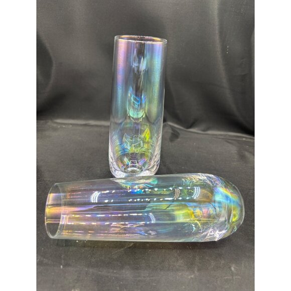 Rainbow Iridescent Stemless Champagne Glass set of 2 - 6 1/2" tall - Picture 8 of 9